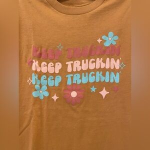 Brown Graphic Tee with Floral Design